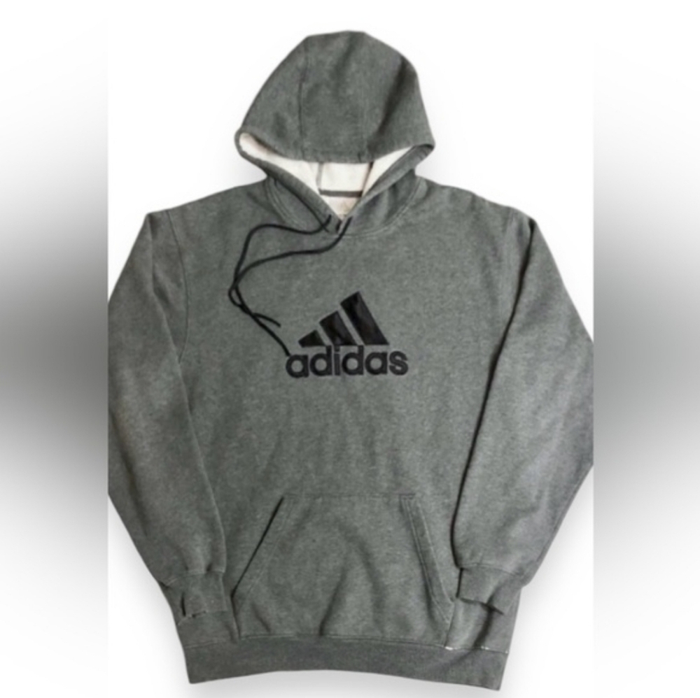 ADIDAS  Gray Three Stripe Hoodie Size MediumEUC! Vintage!